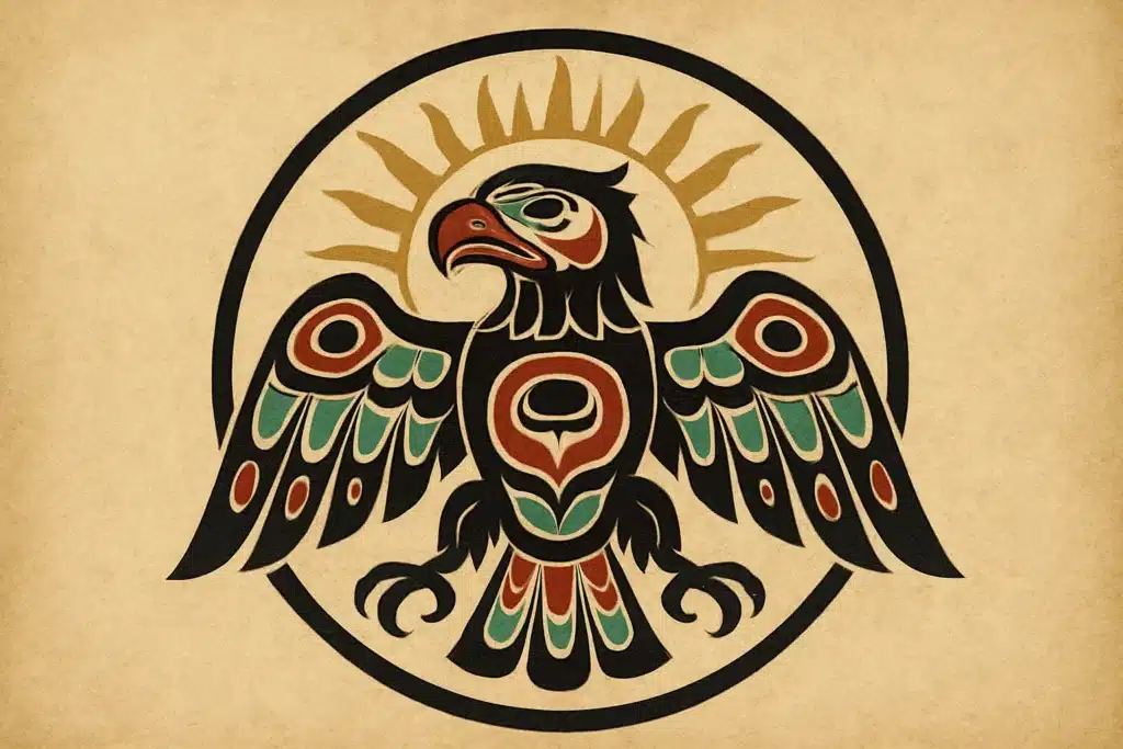 Traditional tribal eagle illustration with sun background. How Sacred Animals Teach Us Secrets About Happiness, Wisdom, and Finding Peace #happiness #peace #wisdom #animals 