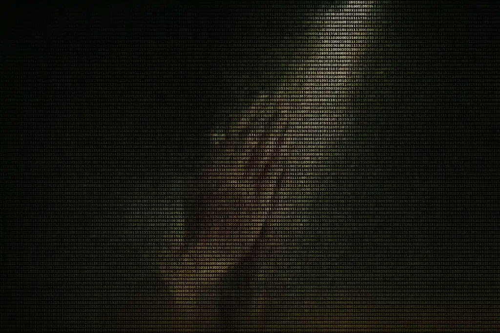 Binary code overlay on abstract background. How Far Can I Trust My Therapy Bot to Care About Me? by @RARueggAuthor #therapy #therapybot #care #trust 